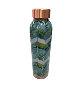 Wholesale Supply Pure Copper <b>Water</b> <b>Bottle</b> 1000ml Green Leaf Pattern Printed <b>Water</b> <b>Bottle</b> for Export Sale - Product Image 1