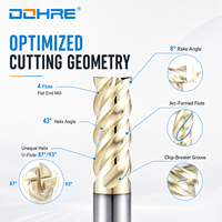 DOHRE Fraise carrée en carbure haute précision 4F HRC45/55/60 de 12 mm pour usinage CNC d'alliages de titane