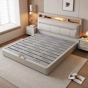 โครงเตียงปรับระดับได้แบบโมเดิร์นขนาดคิงไซส์ พร้อมแท่นชาร์จไฟ LED ปรับเอนนอนได้ ดีไซน์สะดวกสบายพร้อมที่เก็บของ  หัวเตียงพร้อมชั้นวางของแบบ LED - Product Image 4