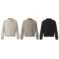 Pull en laine 100% respirant de haute qualité pour homme, style luxueux, design personnalisé, col roulé tricoté, fermeture éclair sur le devant