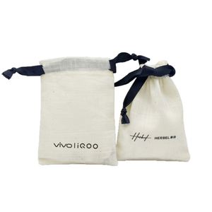 <b>Drawstring</b> Mini Cosmetic Baboom Cotton Muslin <b>Pouch</b> Screen Printed Biodegradable Thick Soft Small Size Custom Logo Gift Watch - Product Image 1