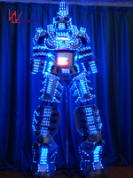 Taille humaine LED événement transformateur Robot Cosplay Costume costumes Super taille échasses incroyable carnaval fête 1 pièce argent adultes ensembles