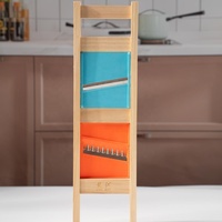 2-in-1 groentehakker, wafel- en grid-snijder, mandoline-snijder van massief hout, handmatige professionele keukenhulp, in doos