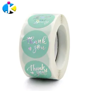 Circular roll packaging thank you stickers rainbow silver hot stamping stickers wedding and birthday gift decorations labels