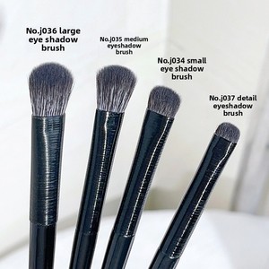 Eyeshadow Eyeliner Brush Set Soft Synthetic Fiber Wood Handle Blade Shaped Flat Fan <b>Eye</b> Makeup Cosmetic Brush - Product Image 3