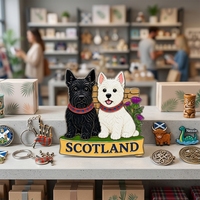 Aimants de réfrigérateur personnalisés en métal, design couple de chiens écossais blanc et noir, souvenir d'Écosse, aimants de réfrigérateur pour chiens Terrier écossais