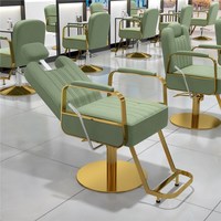 Chaise de barbier dorée et noire, chaise de salon multifonctionnelle et chaise de table à manger de style japonais en cuir synthétique inclinable
