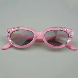 2024 नए व्यक्तिगत हीरे-सेट बच्चों के धूप का चश्मा गुलाबी सुंदर बिल्ली की आंख को रंगना