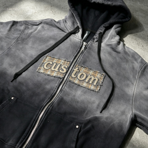 Sweat à capuche surdimensionné personnalisé pour homme, style streetwear, délavé à l'acide, effet usé, 100% coton épais, effet soleil éclairé - Product Image 4
