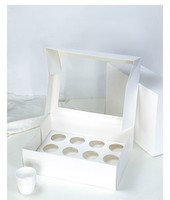 Mini boîte à Cupcake transparente blanche personnalisée avec fenêtre transparente 1 2 4 6 trous boîte d'emballage en papier pour Muffin Cup gâteau Cupcake