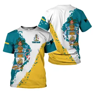 Individuelle Bahamas Flagge T-Shirts Drop Shipping Herren Baumwolle O-Ausschnitt T-Shirt Annahme individuelles Design Herren Oberteile Tees Mode Streetwear