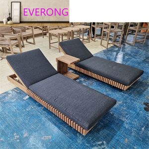 Chaise longue en teck, mobilier de patio, chaise longue de plage, lit de repos, mobilier d'extérieur, lit de soleil en bois, chaises longues d'extérieur, lit de jour de luxe - Product Image 4