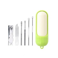 Lot de 6 coupe-ongles cylindriques en acier au carbone et kit de cure-oreilles rotatifs en spirale pour le nettoyage des oreilles - Vente en gros