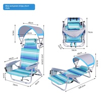 Chaise de plage pliante avec auvent, chaise inclinable, camping en plein air, portable, pare-soleil réglable, double usage, assis ou couché, extérieur