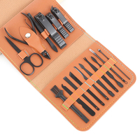 WELLFLYER MS-1229 Prix d'usine, 16 pièces, ensemble complet professionnel de manucure et pédicure, kit de soins des ongles en acier inoxydable, boîte pour soins personnels