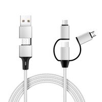 Cable de Carga Rápida Multifuncional 5 en 1 con Trenzado de Nailon, USB-A/Tipo-C/8 Pines/Micro USB 2.4A para Teléfono Móvil y Computadora, Precio de Fábrica