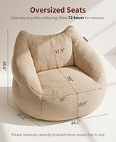 Großer Lazy Bean Bag Sessel Übergroßer Lesesessel mit Armlehnen Memory-Schaum-Füllung Bequemer Riesiger Gemütlicher Erwachsenen-Sitzsack