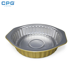 Plat en aluminium doré rond de 9 pouces, robuste, avec rebord renforcé et couvercle assorti, pour la cuisson et la restauration - Product Image 1