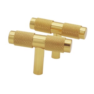 Hot Selling Wardrobe Knurled Brushed Brass Handle <strong>Pulls</strong> Kitchen <strong>Cabinet</strong> Black and Gold Handles - Product Image 1