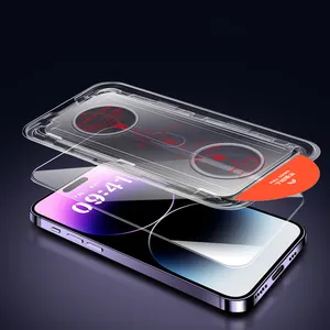 Toz ücretsiz kolay yüklemek için ekran koruyucu iPhone 15, tam kapsama için otomatik hizalama aracı ile temperli cam filmi iPhone 15