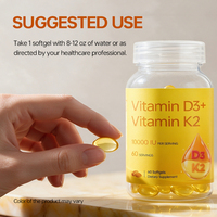 Vitamine D3 K2 10000 UI par Portion Gélules Molles Soutien Osseux Soutien Immunitaire Soutien Calcium Fabricant OEM de Suppléments pour la Santé Osseuse