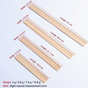 Règles droites en bois écologiques 15/20/25/30 cm à double échelle, fournitures scolaires et de bureau pour étudiants, vente en gros - Product Image 3