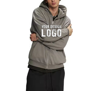 High Quality Drop Shoulder Full Zipper Mens <b>Cardigan</b> <b>Hoodies</b> Coat High Street 430g Thickened Plus Fleece Zip Men's <b>Hoodies</b> - Product Image 4