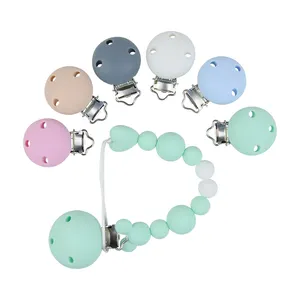 Colorful Round Shape Pacifier Clips Bpa Free Firm New Design Pacifier Clip Holder Teether Baby Nipple Clip