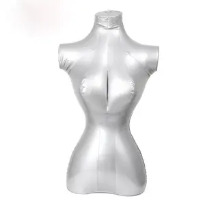 Özelleştirilmiş şişme gümüş PVC kadın yarım manken Torso modeli