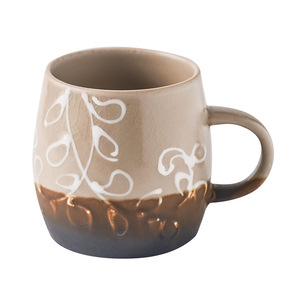 Japanese Style Rough <b>Ceramic</b> Coffee Mug Leaf Pattern Matte Finish Retro Design For Everyday Use - Product Image 5