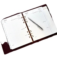 Classeur en cuir PU avec logo gaufré B5 pour réunion d'affaires planificateur quotidien cahier taille A4 fournitures de bureau scolaire avec reliure en spirale