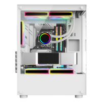 AntarcChill Full White Color Full View Mid Tower Glass Aluminum Alloy Gaming Chassis Power Supply Supporting ATX Motherboard