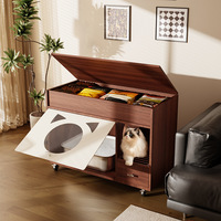 Armoire de toilette pour chat en bois massif, fermée, anti-éclaboussures, anti-trace, anti-odeur, avec rangement