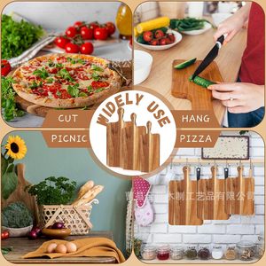 Acacia Wood Cutting Board Double Sided Steak Pizza <b>Tray</b> Irregular Shape Household Tableware Solid Color - Product Image 2