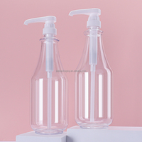 Bouteilles en plastique transparentes OEM vides de 750 ml avec pompe pour sirop, confiture, miel, beurre de cacahuète et mayonnaise