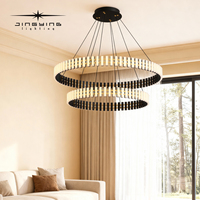 Luminaire suspendu LED moderne simple et minimaliste en aluminium doré/noir avec lumière chaude 3000K pour la maison, le bureau et le salon