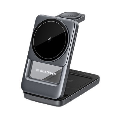 Magnetic Foldable 3-in-1 Wireless Charger with 15W Fast Chargingcompatible for Phones Multi-functional Desk