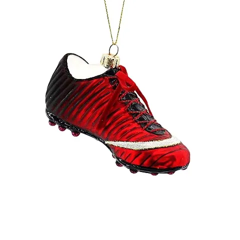 Handmade Blown Colorful Kid Gift Christmas Soccer Shoe Decoration For Indoor Party Decor Red Glass Shoe Hanging Ornament