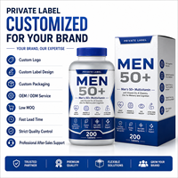 Tablet Multivitamin Pria 50+ dengan Vitamin D3, Vitamin B, dan Seng untuk Mendukung Kesehatan Jantung, Memori, dan Mata OEM ODM Custom