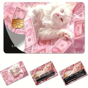 Linda Funda <span class=keywords><strong>para</strong></span> Tarjeta de Crédito con Imagen Personalizada, Icono <span class=keywords><strong>para</strong></span> Tarjeta Bancaria, Tarjeta de Metro, Adhesivo Decorativo <span class=keywords><strong>para</strong></span> Tarjeta de Débito/Crédito con Diseño de Gato Rosa - Product Image 1