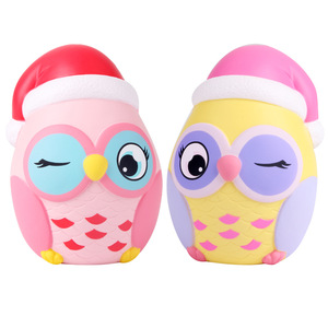 Cartoon Owl PU Foam <b>Squishy</b> Toy Christmas Decoration Blinking Eyes Collectible Gift - Product Image 1