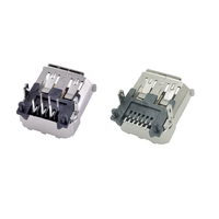 Konektor Wanita IEEE 1394 6 Pin Sudut Kanan DIP SMT Firewire 400 Jack Socket dengan Cangkang Logam Terlindungi dan Isolator Tahan Suhu Tinggi untuk Servo