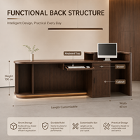 Comptoir de réception moderne en panneaux de bois tressé, éco-responsable, pour bureau d'entreprise, hall d'hôtel