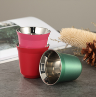 Taza de Café Espresso Mini Personalizada con Logotipo, Moderna, de Acero Inoxidable 304, Aislada, Irrompible, de Doble Pared, Térmica, OEM