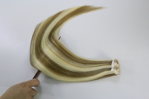 China Vendedor Qingdao Factory 100% Virgen Cutícula Cabello ruso Cinta invisible en extensiones <span class=keywords><strong>de</strong></span> cabello sin costuras - Product Image 2
