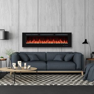 Chimenea eléctrica decorativa 60 pulgadas chimenea 3D pantalla LED moderna chimenea eléctrica de madera montada en la pared con control remoto - Product Image 2