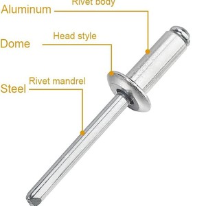 Baiguluo Aluminum Blind Rivets 600pcs 15 Sizes Assortment Kit For Construction Industry - Product Image 4