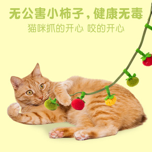 Juguete de hierba gatera con pequeños tomates y melocotones, juguete para gatos con campana, un juguete para aliviar el aburrimiento y divertir a los gatos. - Product Image 4