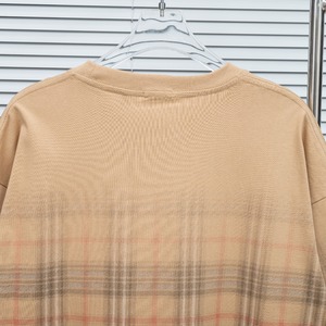 T-shirt à manches courtes à carreaux surdimensionné pour homme 2026, 100 % coton, décontracté, col rond, motif tissé Burberry, coupe classique - Product Image 2