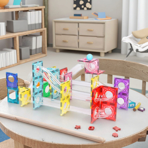 Set mainan magnetis untuk anak, Set blok bangunan marmer magnetik plastik 60 buah, mainan magnetis lari untuk anak-anak - Product Image 1